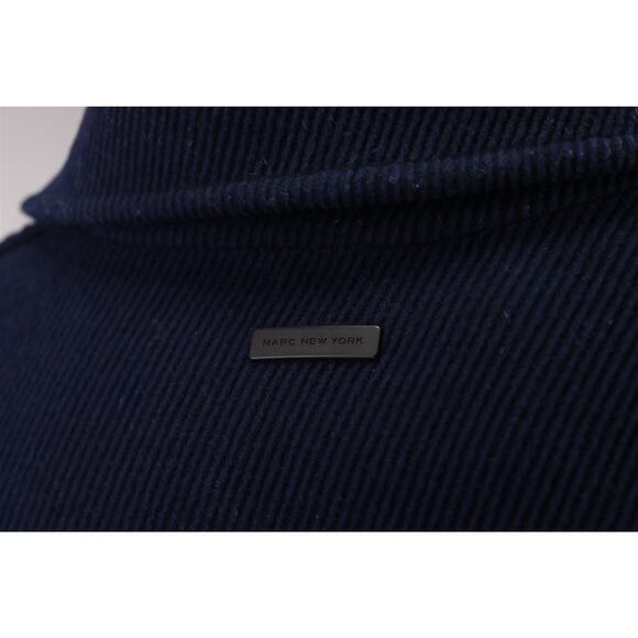 Andrew Marc New York Navy Blue Twill Zip Front 3/4 Length Wool Coat Large - Picture 8 of 11